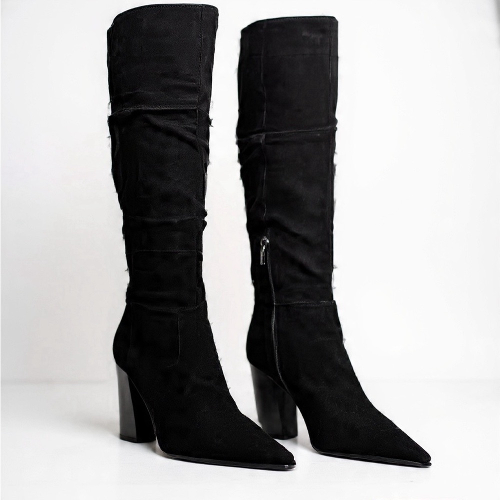 NWOT Vince Camuto Black Suede Heeled Boots